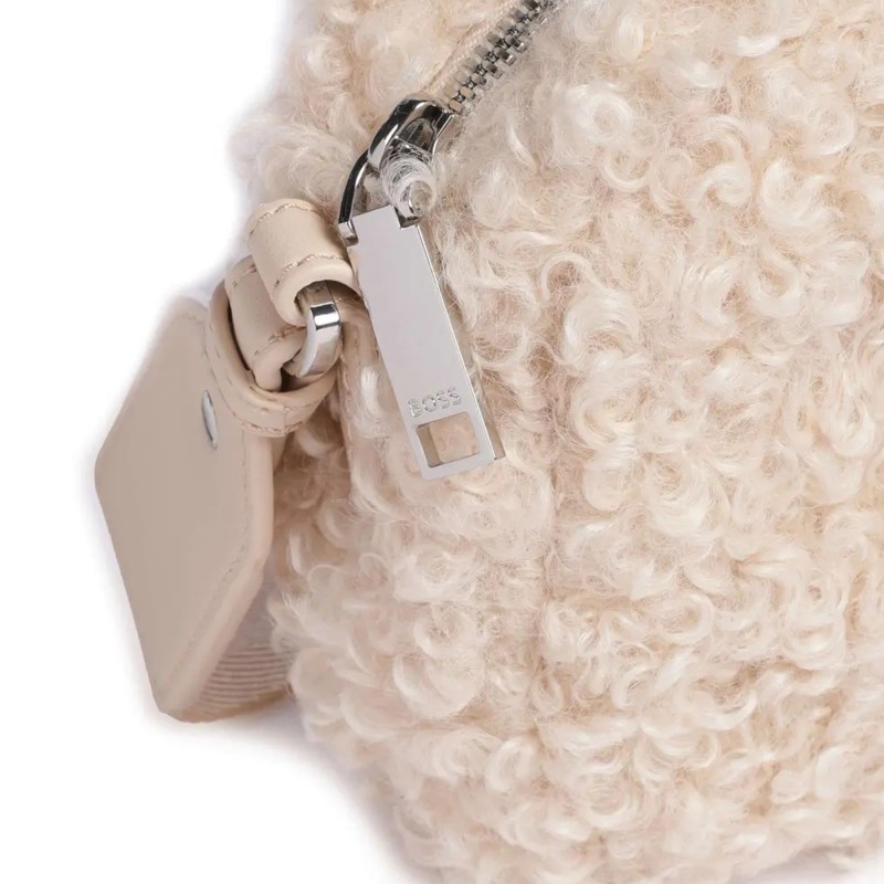 Boss Faux Teddy Bag With Detatchable Wallet-Beige Boss Faux Teddy Bag With Detatchable Wallet-Beige