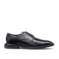 Hugo Shoes Leather Derby With Embossed Logo-Black