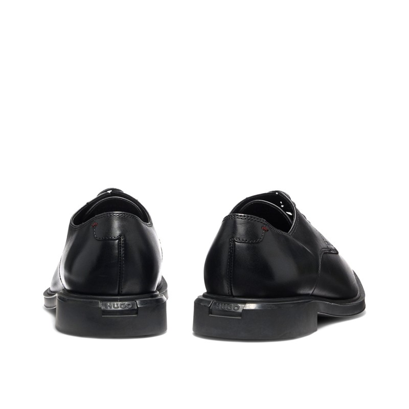 Hugo Shoes Leather Derby With Embossed Logo-Black