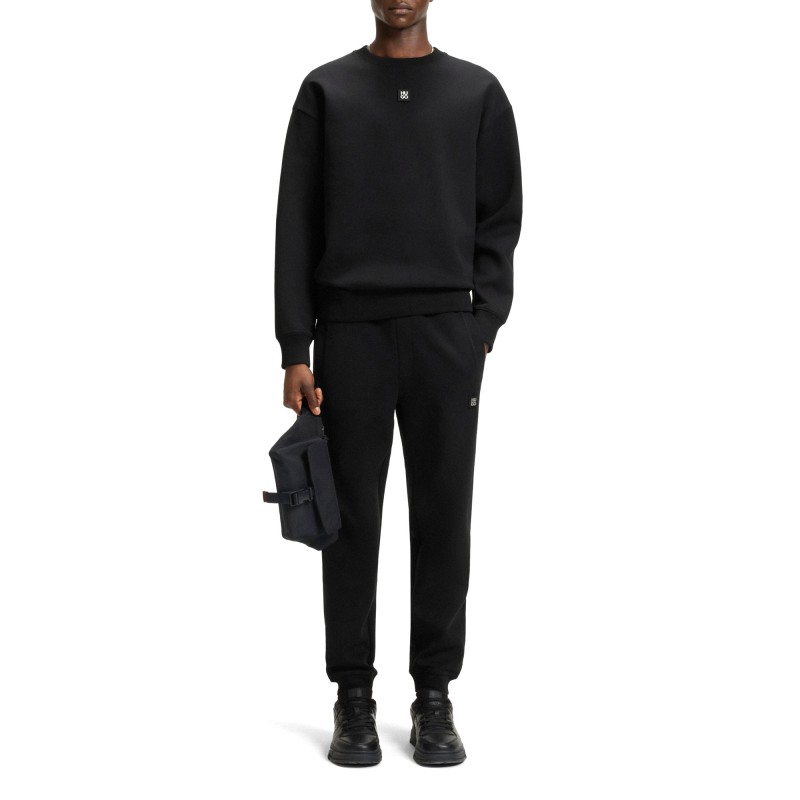 Hugo Sweatshirt With Stacked-Logo Badge-Black