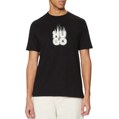 Hugo T-Shirt With Stacked Smoke Logo-Black