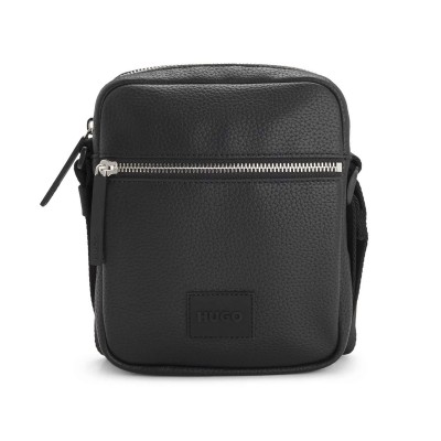Hugo Reporter Bag With Rubber Logo Patch-Black
