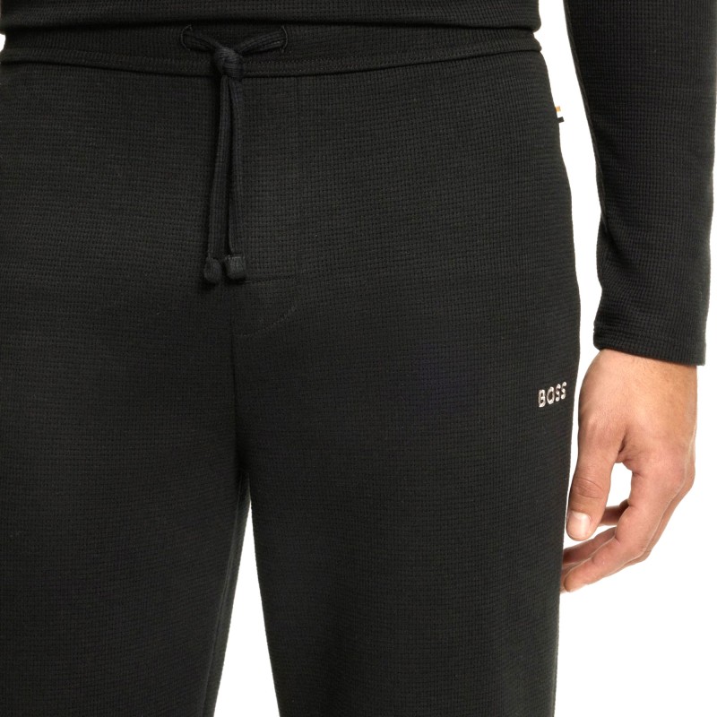 Boss Homewear Pyjama Bottoms With Embroidered Logo-Black