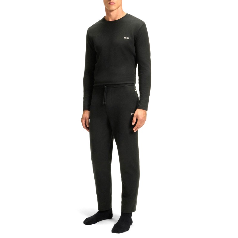 Boss Homewear Pyjama Bottoms With Embroidered Logo-Black