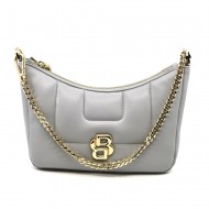 Boss Bag Quilted Hobo With Double B Monogram-Light/Pastel Grey