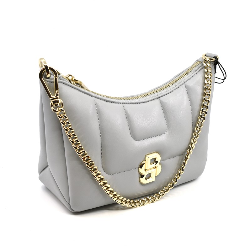Boss Bag Quilted Hobo With Double B Monogram-Light/Pastel Grey Boss Bag Quilted Hobo With Double B Monogram-Light/Pastel Grey
