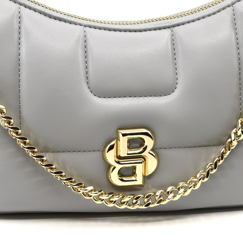 Boss Bag Quilted Hobo With Double B Monogram-Light/Pastel Grey Boss Bag Quilted Hobo With Double B Monogram-Light/Pastel Grey