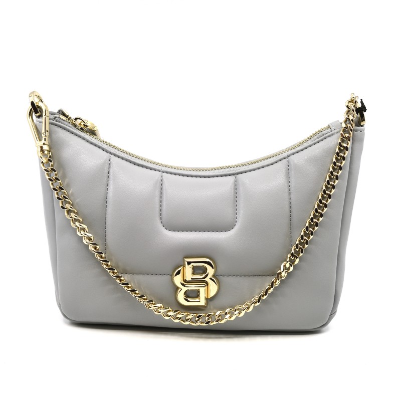 Boss Bag Quilted Hobo With Double B Monogram-Light/Pastel Grey Boss Bag Quilted Hobo With Double B Monogram-Light/Pastel Grey