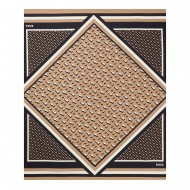 Boss Scarf Italian Made In Printed Silk Twill-Beige Patterned