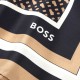 Boss Scarf Italian Made In Printed Silk Twill-Beige Patterned
