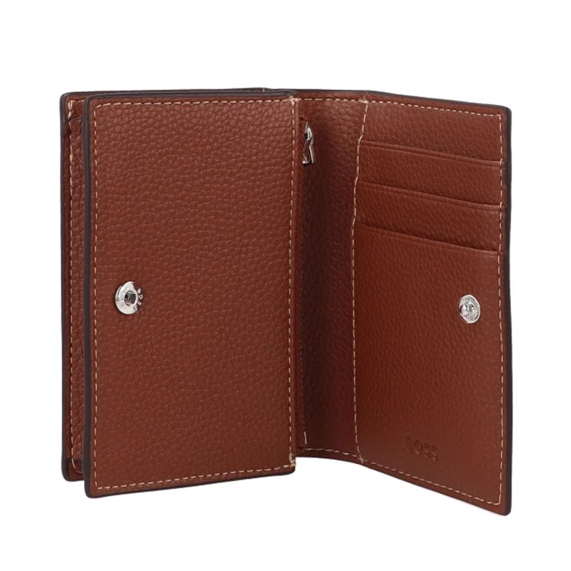 Boss Wallet Grained With Double B Monogram-Medium Brown