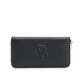 Boss Wallet Grained Ziparound With Padded Double B Logo-Black