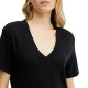 Boss T-Shirt V Neck In Lightweight Linen-Black Boss T-Shirt V Neck In Lightweight Linen-Black