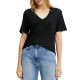 Boss T-Shirt V Neck In Lightweight Linen-Black Boss T-Shirt V Neck In Lightweight Linen-Black