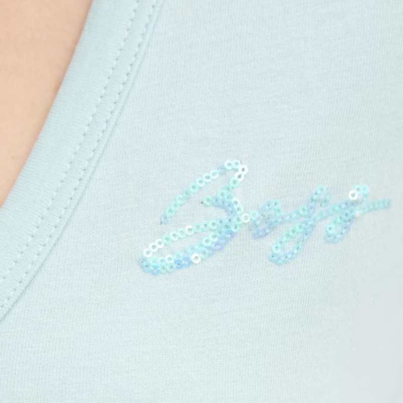 Boss T-Shirt V-Neck With Logo-Turquise/Aqua Boss T-Shirt V-Neck With Logo-Turquise/Aqua