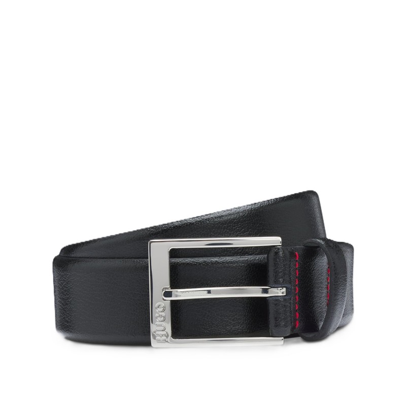 Hugo Belt With Silver Tone Hardware-Black Hugo Belt With Silver Tone Hardware-Black