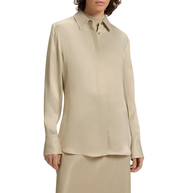 Boss Shirt Regular Fit In Satin-Light Beige Boss Shirt Regular Fit In Satin-Light Beige
