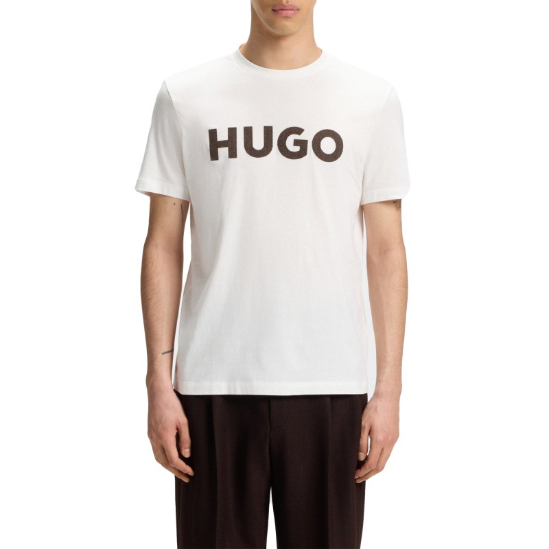 Hugo T-Shirt With Herringbone Logo-White Hugo T-Shirt With Herringbone Logo-White