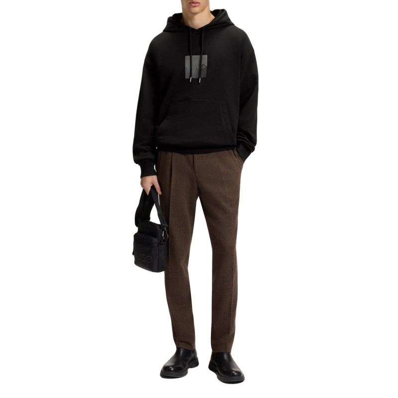 Hugo Hoodie Relaxed-Fit With Split Logo-Black
