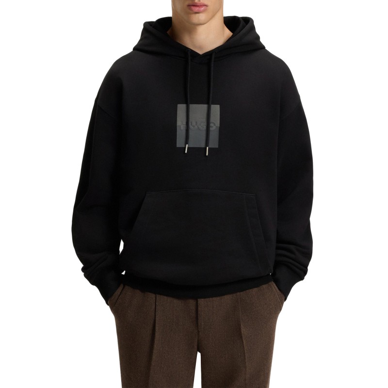 Hugo Hoodie Relaxed-Fit With Split Logo-Black
