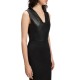 Boss Dress Virgin-Wool With Leather Bodice-Black Boss Dress Virgin-Wool With Leather Bodice-Black