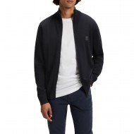 Boss Knitted Jacket In Cotton and Cashmere-Dark Blue