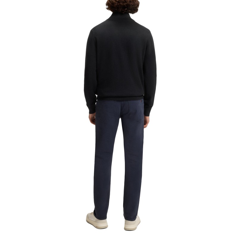 Boss Knitted Jacket In Cotton and Cashmere-Dark Blue Boss Knitted Jacket In Cotton and Cashmere-Dark Blue