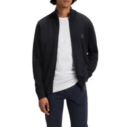 Boss Knitted Jacket In Cotton and Cashmere-Dark Blue