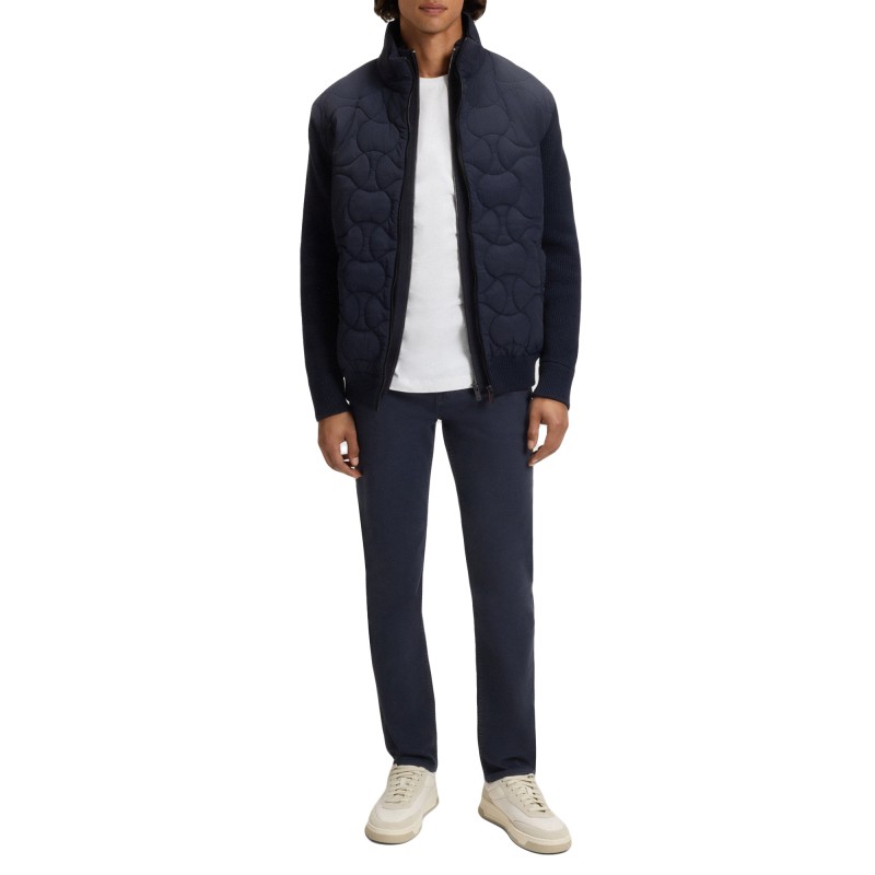 Boss Knitted Jacket In Cotton and Cashmere-Dark Blue Boss Knitted Jacket In Cotton and Cashmere-Dark Blue