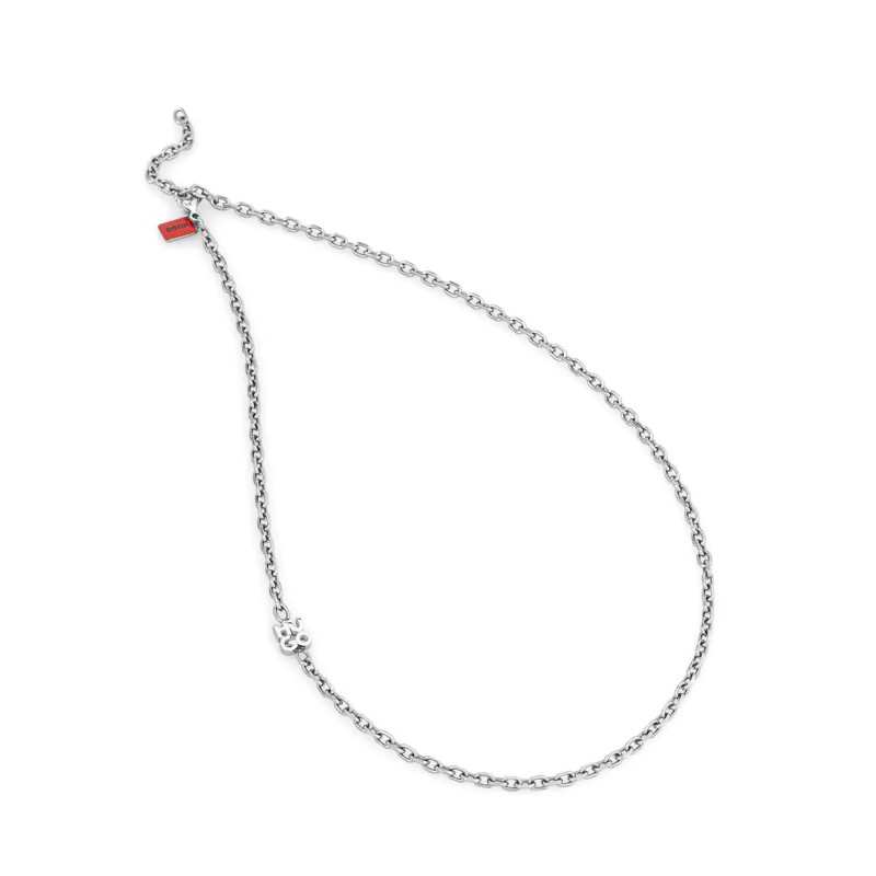 Hugo Necklace With Stacked Logo-Silver Hugo Necklace With Stacked Logo-Silver