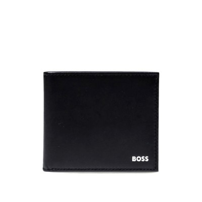 Boss Wallet With Flap Button Pocket-Black
