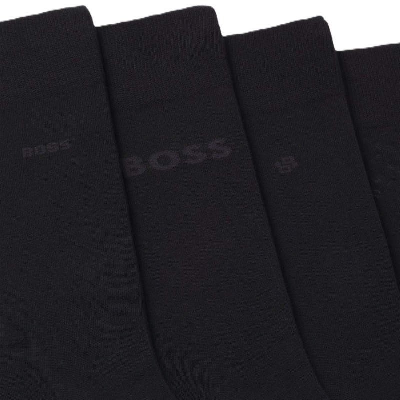 Boss Socks Gift Boxed 4 Pack With Branding-Black Boss Socks Gift Boxed 4 Pack With Branding-Black