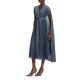 Boss Dress Belted In Crinkle Chiffon With Overlay-Blue Boss Dress Belted In Crinkle Chiffon With Overlay-Blue