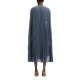 Boss Dress Belted In Crinkle Chiffon With Overlay-Blue Boss Dress Belted In Crinkle Chiffon With Overlay-Blue
