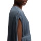 Boss Dress Belted In Crinkle Chiffon With Overlay-Blue Boss Dress Belted In Crinkle Chiffon With Overlay-Blue