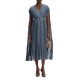 Boss Dress Belted In Crinkle Chiffon With Overlay-Blue Boss Dress Belted In Crinkle Chiffon With Overlay-Blue