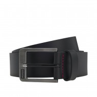 Hugo Belt Smooth Leather With Logo Pin Buckle-Black