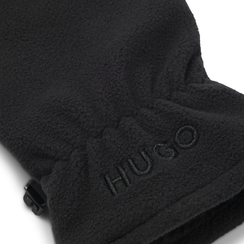 Hugo Gloves Fleece With Faux-Suede Palms-Black