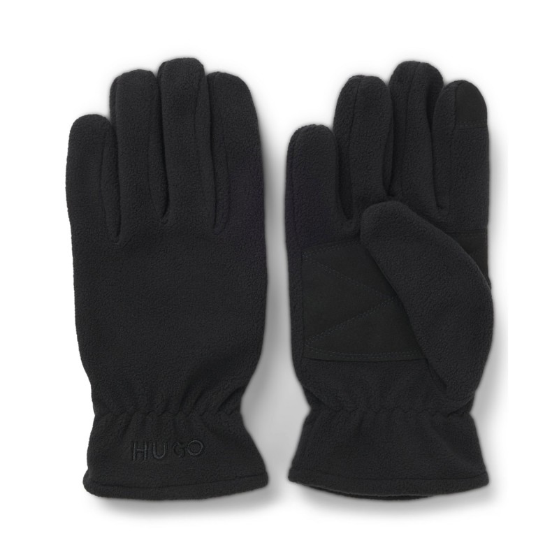 Hugo Gloves Fleece With Faux-Suede Palms-Black