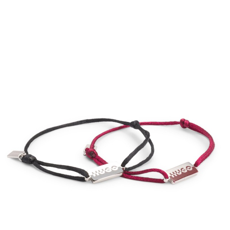Hugo Two Cord Cuffs With Split-Logo Plaques-Multicoloured