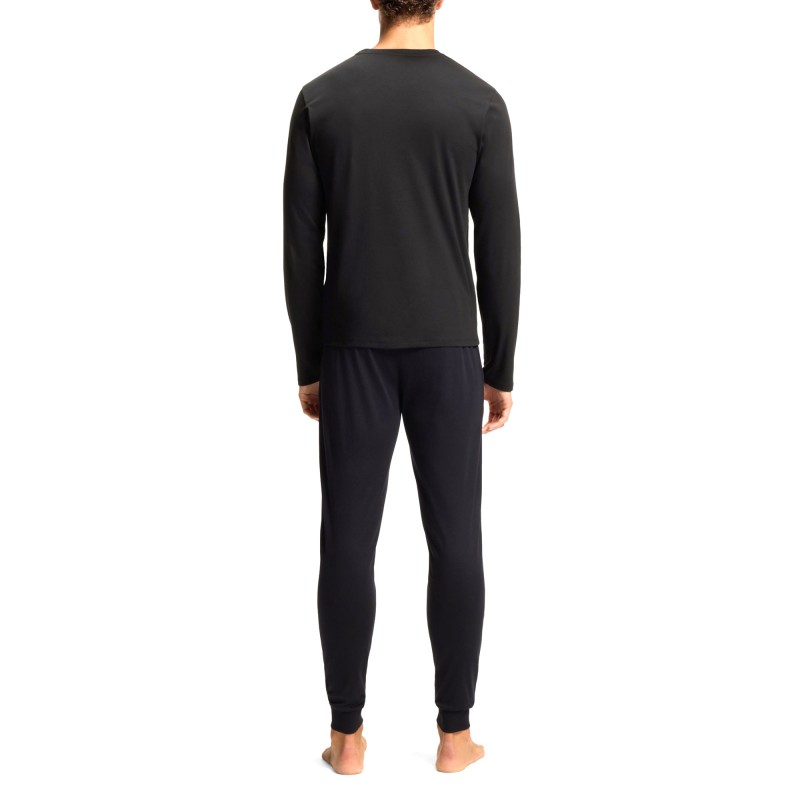 Boss Homewear Pyjama Set With Monogram Waistband-Black