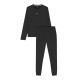 Boss Homewear Pyjama Set With Monogram Waistband-Black