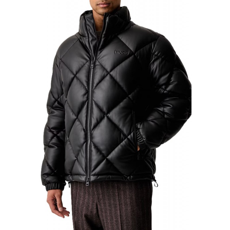 Hugo Puffer Jacket High Collar With Logo-Black Hugo Puffer Jacket High Collar With Logo-Black