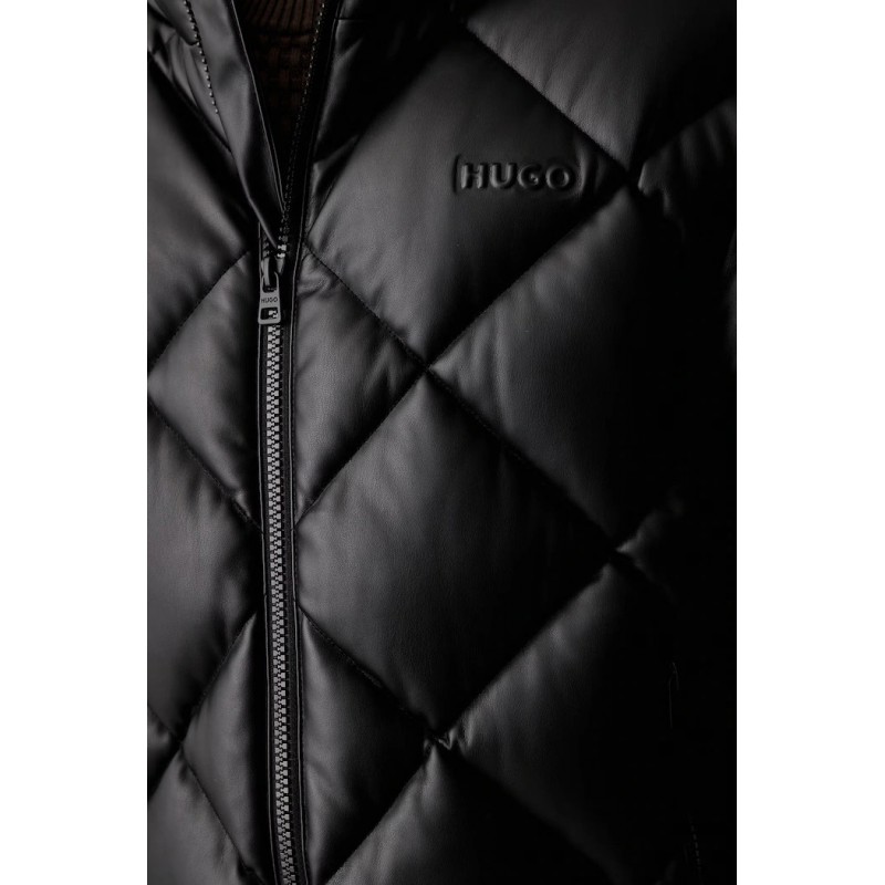 Hugo Puffer Jacket High Collar With Logo-Black Hugo Puffer Jacket High Collar With Logo-Black