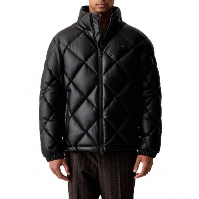 Hugo Puffer Jacket High Collar With Logo-Black
