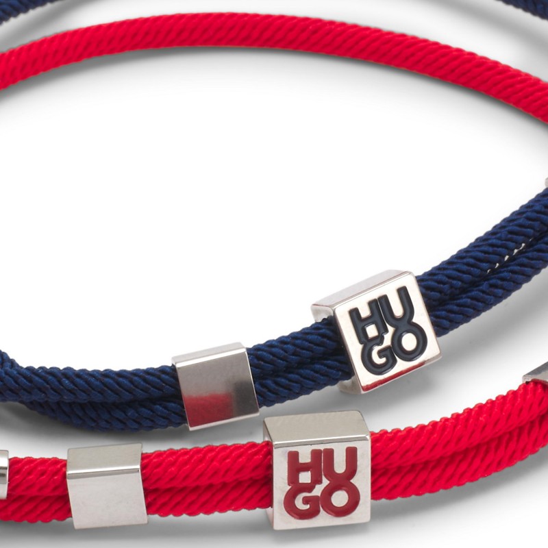 Hugo Two-Pack Of Cord Cuffs With Logo Plaques-Patterned Hugo Two-Pack Of Cord Cuffs With Logo Plaques-Patterned