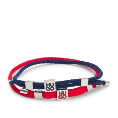 Hugo Two-Pack Of Cord Cuffs With Logo Plaques-Patterned Hugo Two-Pack Of Cord Cuffs With Logo Plaques-Patterned