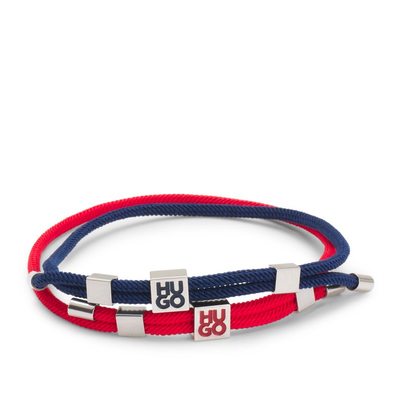 Hugo Two-Pack Of Cord Cuffs With Logo Plaques-Patterned Hugo Two-Pack Of Cord Cuffs With Logo Plaques-Patterned