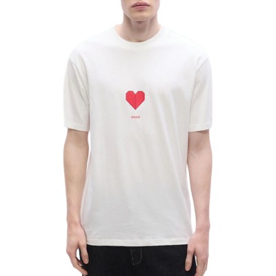 Hugo T-Shirt All-Gender With Origami Heart Prints-White