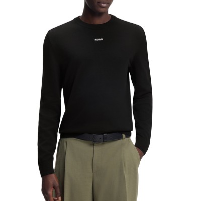 Hugo Sweater Logo Detail-Black